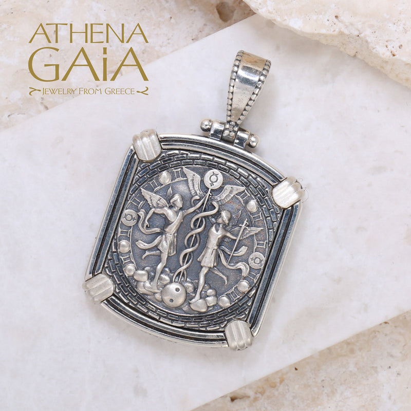 Silver Reversible Zodiac Pendant - Sterling Silver Pendant