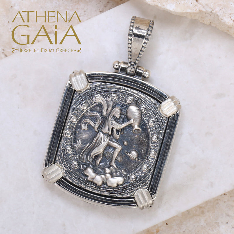 Silver Reversible Zodiac Pendant - Sterling Silver Pendant