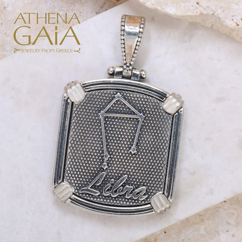 Silver Reversible Zodiac Pendant - Sterling Silver Pendant