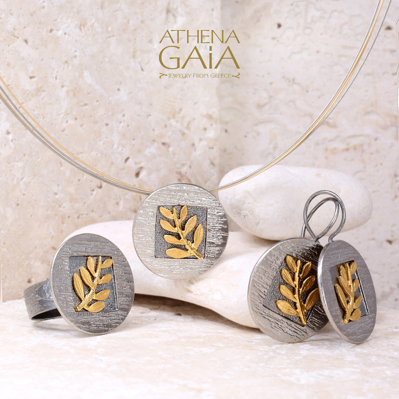 Round Champion Olive Branch Necklace - 14k Gold & Sterling SIlver