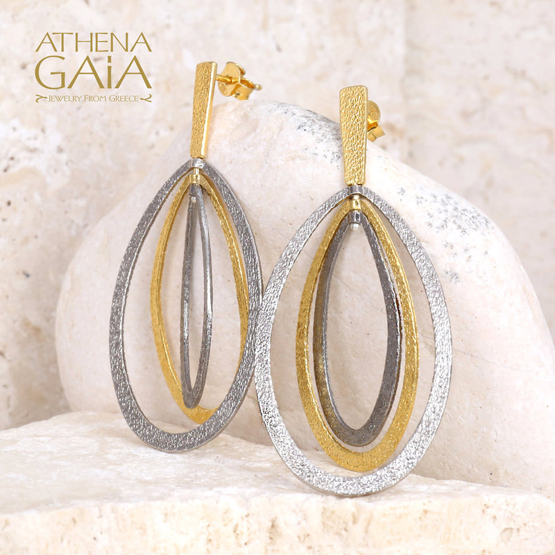 Stilvi Drop Triple Loop Earrings - Gold Plated Sterling Silver Earrings