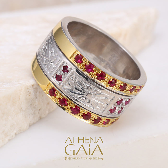Anthemion Double Row Band Ring