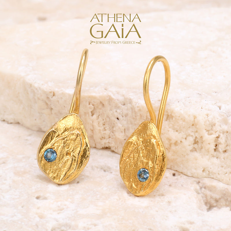 Topaz Pebble Drop Earrings - Gold Plated & Sterling Silver Earrings