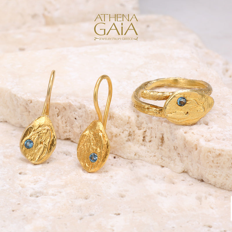 Topaz Pebble Drop Earrings - Gold Plated & Sterling Silver Earrings