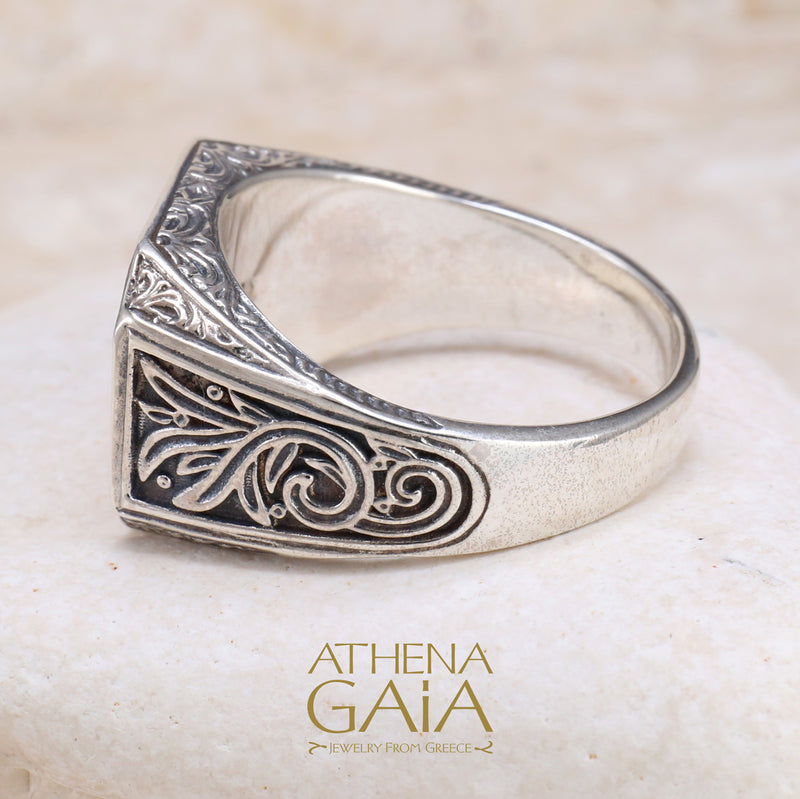 Freemason Masonic Ring - 18k Gold & Sterling Silver Ring - Signet Ring