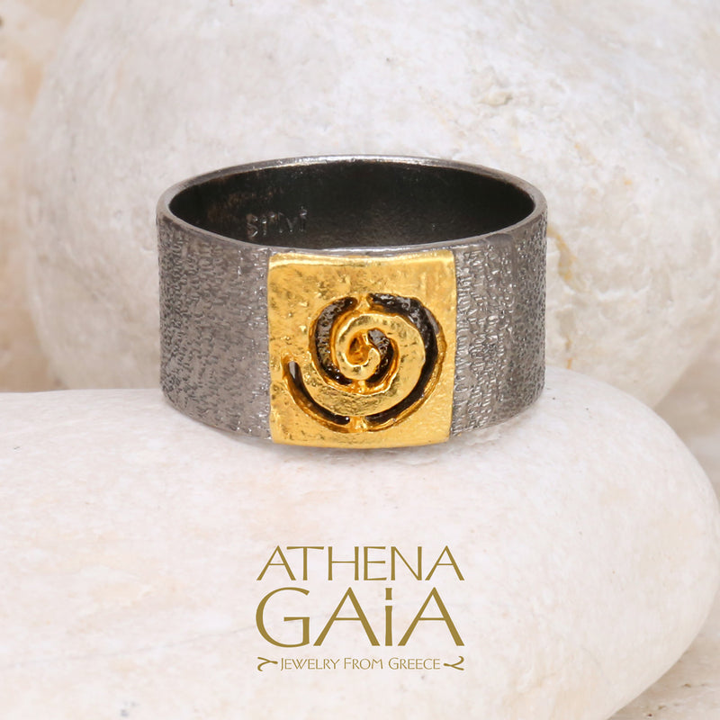 Greek Spiral Ring - Gold Plated Sterling Silver Ring
