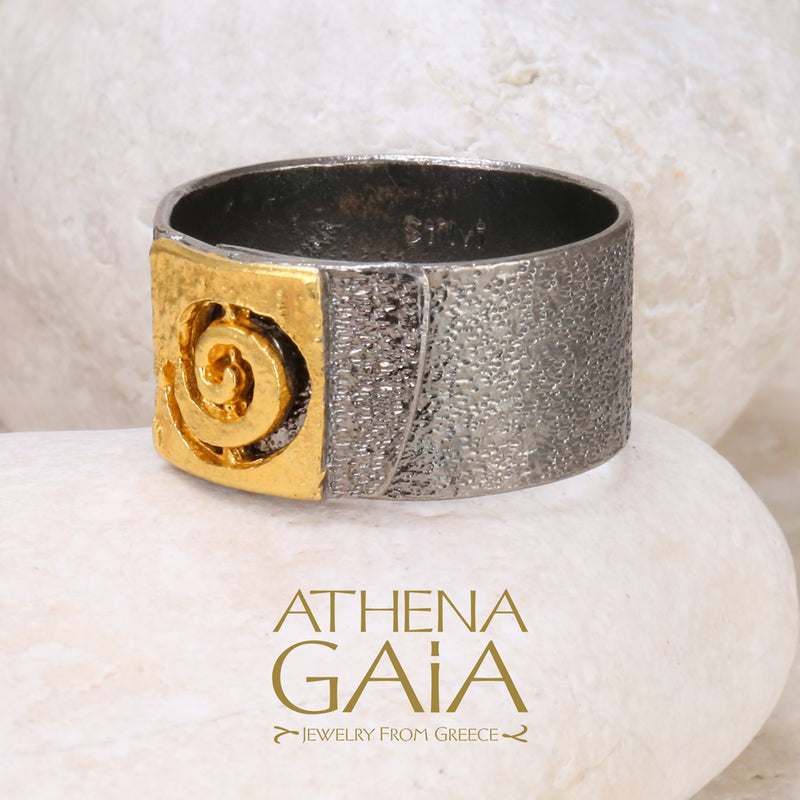 Greek Spiral Ring - Gold Plated Sterling Silver Ring