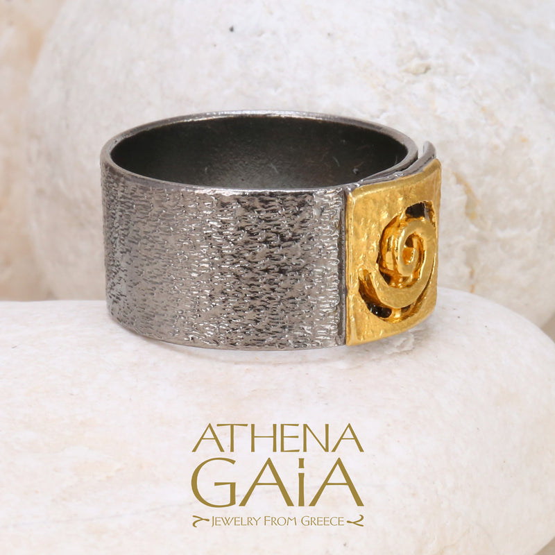 Greek Spiral Ring - Gold Plated Sterling Silver Ring
