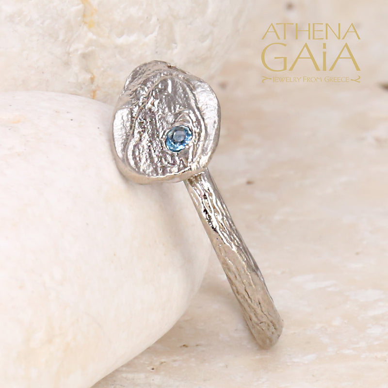 Topaz Pebble Drop Ring - Sterling Silver Ring