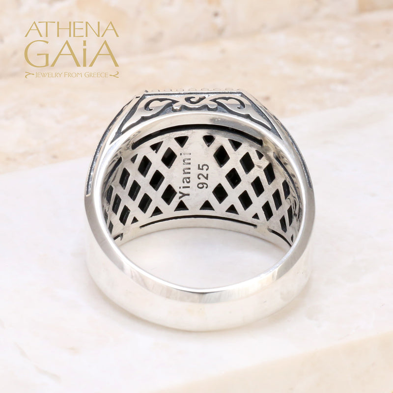 Etched Ring - Sterling Silver Ring - Club Ring