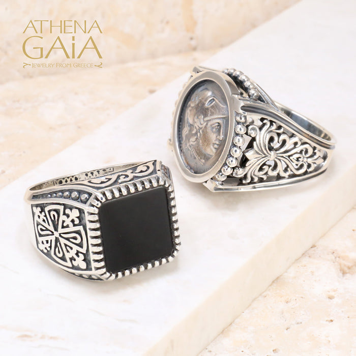 Athena Silver Coin Ring