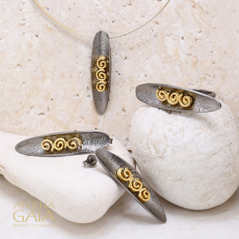 Argonaut Triple Ring - Gold Plated Sterling Silver Ring - Cocktail Ring