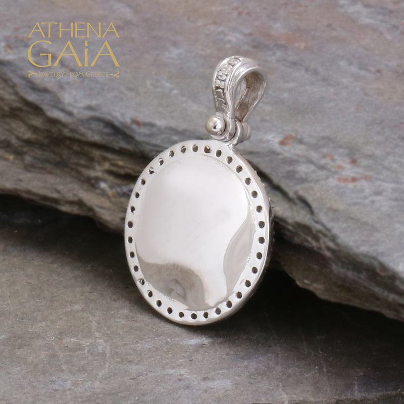 ICXC NIKA Circular Stone Edged Konstantinata Cross - 14k Gold