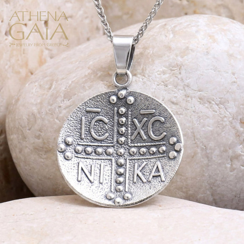 Justinian and Theodora Concave Cross (Large) - Sterling Silver - Coin Konstantinata