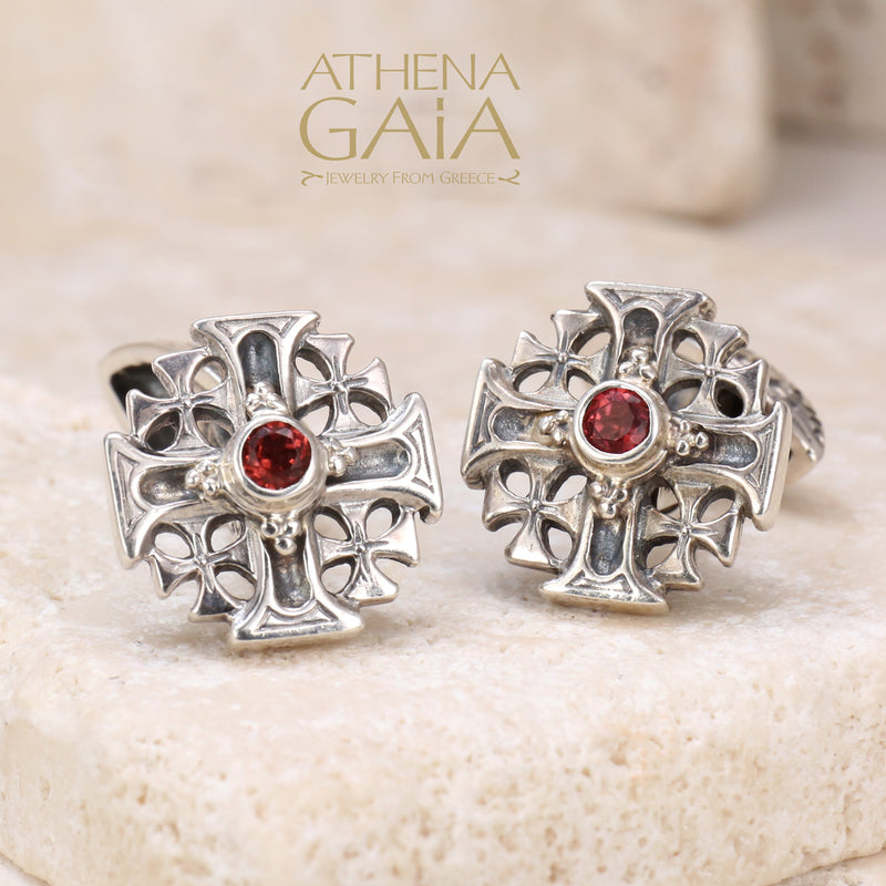 Jerusalem Cross Silver Cufflinks