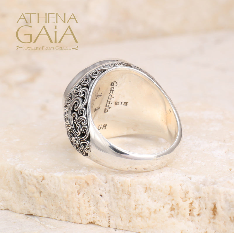 Synergy Cross Ring - 18k Gold & Sterling Silver Ring - Signet Ring