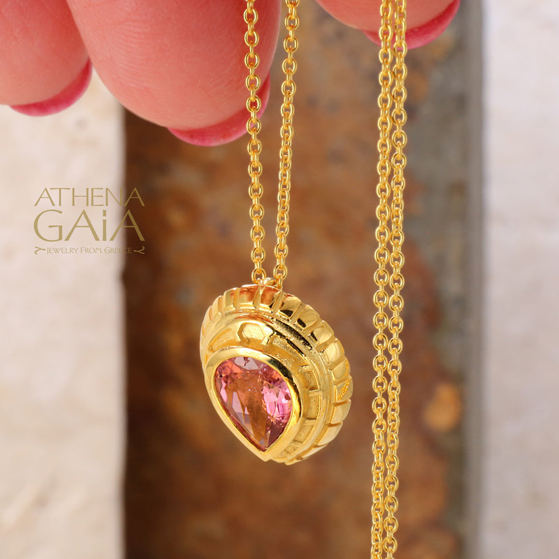Cosmos Stone Pendant Necklace - 18k Gold Necklace