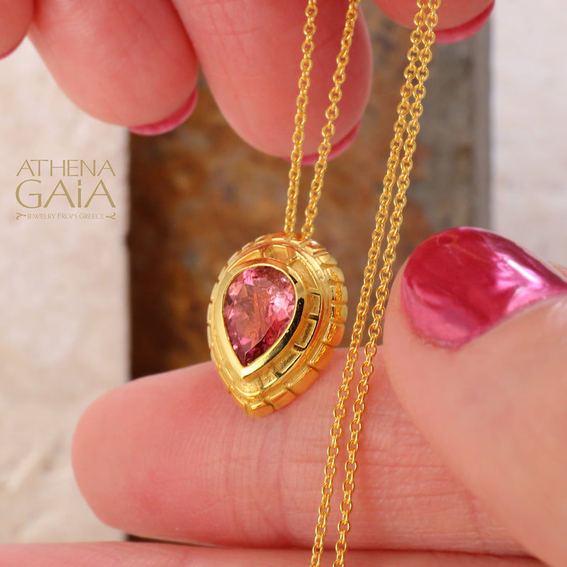 Cosmos Stone Pendant Necklace - 18k Gold Necklace