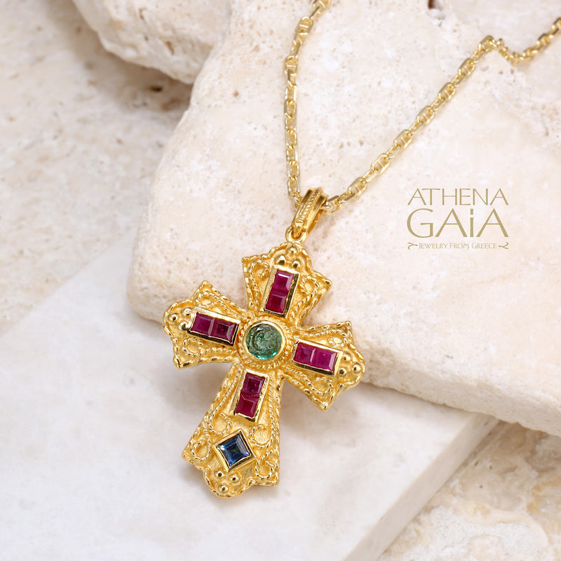 Regal Reversible Flared Cross - 18k Gold - Byzantine Cross