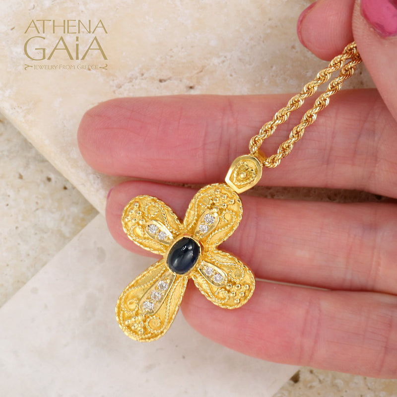 Regal Imperial Pomme Cross - 18k Gold - Byzantine Cross