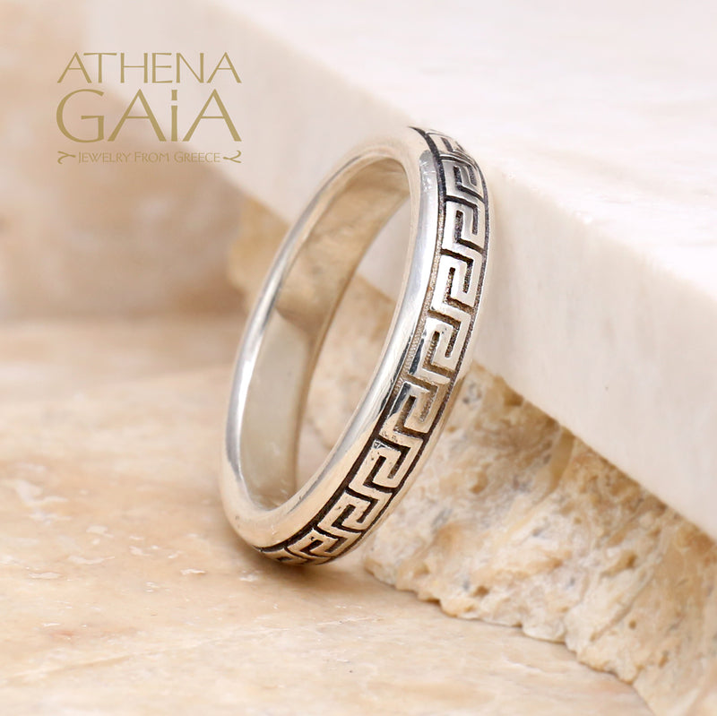 Meander Band Ring - Sterling Silver Ring - Stackable Ring