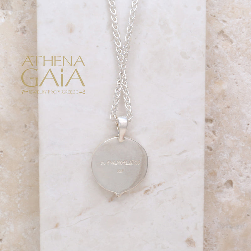 Anthemion Small Stone Pendant - Sterling Silver Pendant