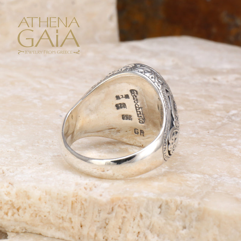 Gerochristo Cross Ring - 18k Gold & Sterling Silver Ring - Signet Ring
