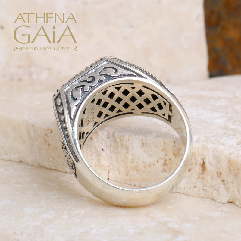 Fleury Cross Shank Ring - Sterling Silver Ring - Signet Ring