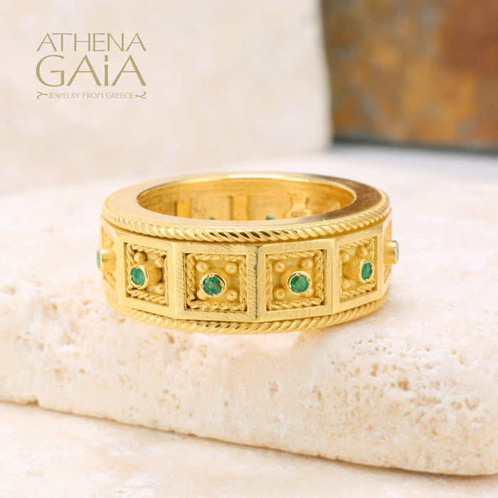 Byzantine Embroidery Rope Border Block Ring