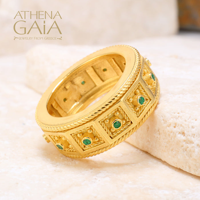 Byzantine Embroidery Rope Border Block Ring