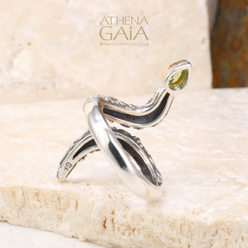 Meadow Breeze Floral Serpent Ring - 18k Gold & Sterling Silver Ring - Cocktail Ring