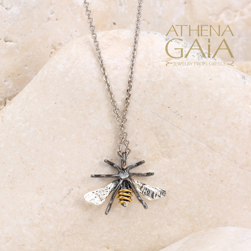 Sweet Honey Bee Necklace (Small) - Gold Plated Sterling Silver Necklace