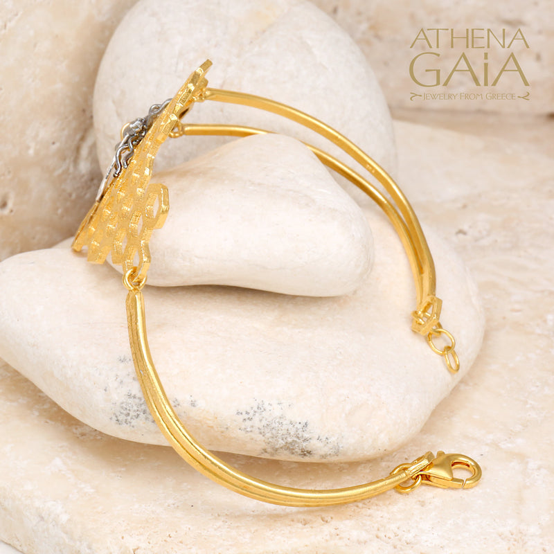 Basilissa Organic Honeycomb Bee Bracelet - Gold Plated Sterling Silver