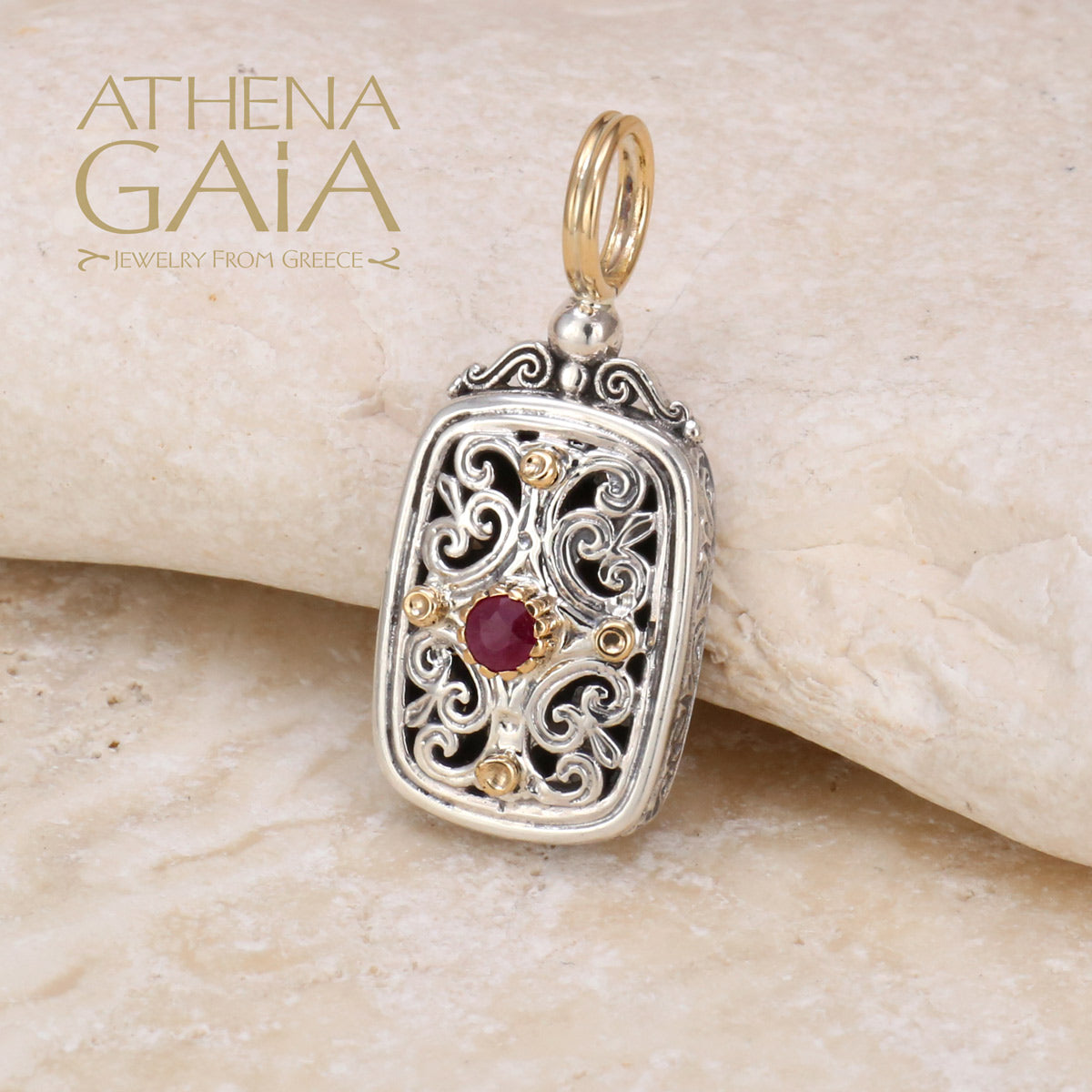 Mediterranean Ruby Tablet Pendant by Gerochristo — Athena Gaia