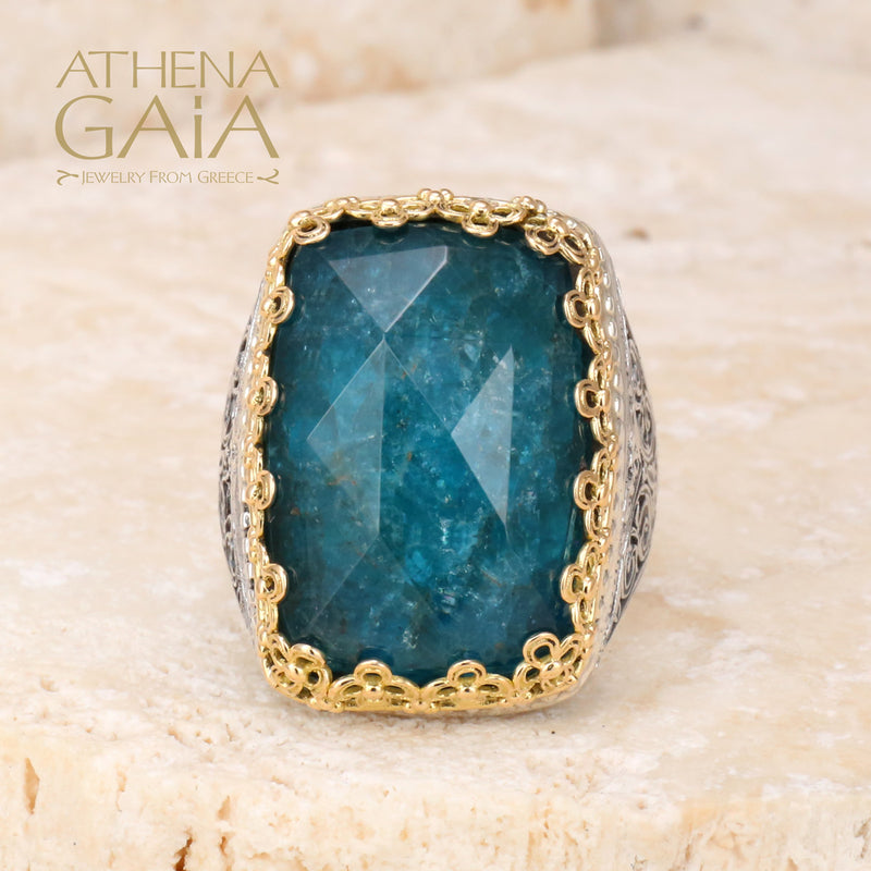 Pop Rocks Orthogonio Crown Ring - 18k Gold & Sterling Silver - Cocktail Ring - Large Stone Ring