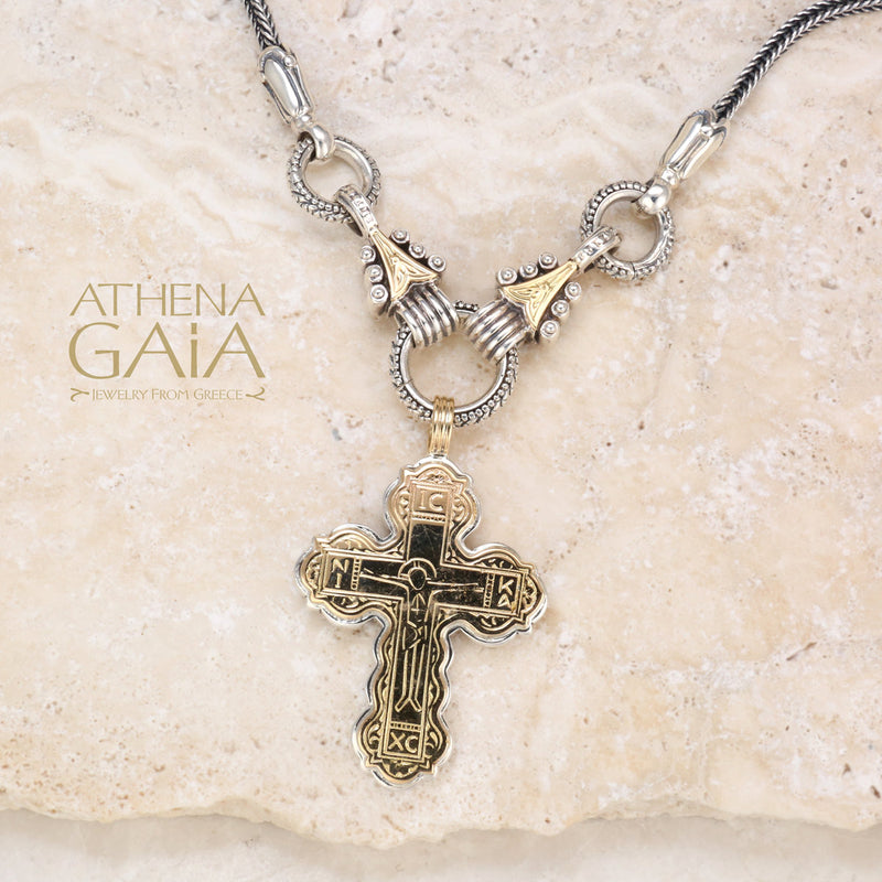 ICXC Orthodox Cross (Large) - 18k Gold & Sterling Silver - Cross Necklace