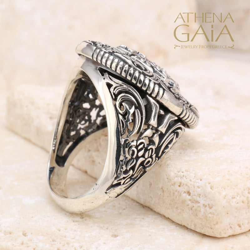 Aeraki Cross Ring - Sterling Silver Ring - Club Ring