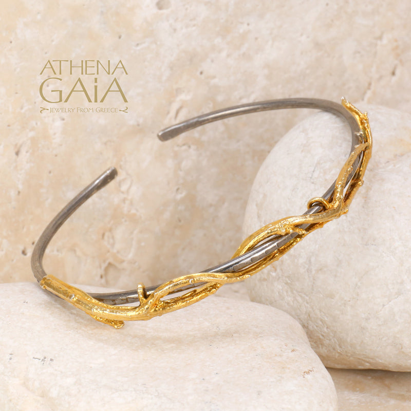 Branch Cuff Bracelet - Gold Plated Sterling Silver Bracelet