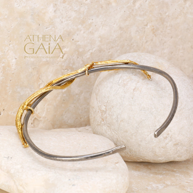 Branch Cuff Bracelet - Gold Plated Sterling Silver Bracelet