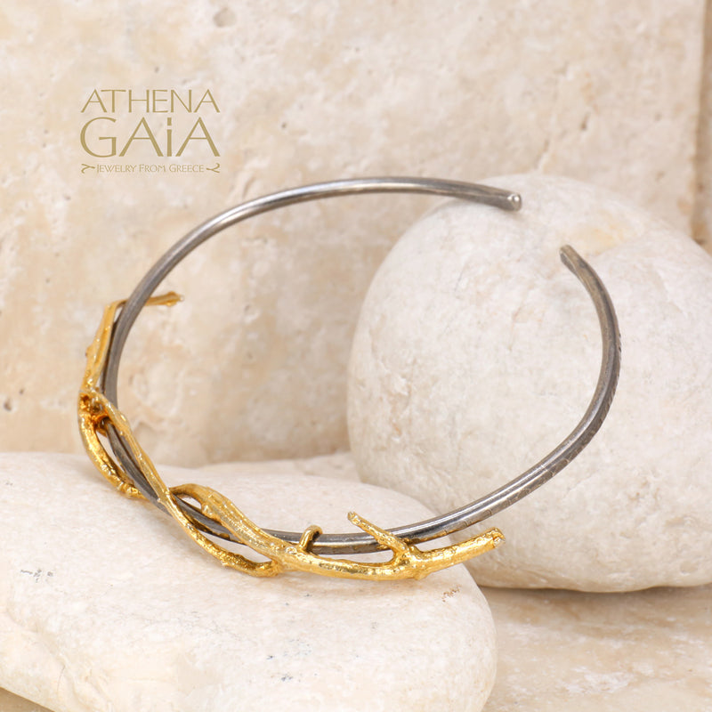 Branch Cuff Bracelet - Gold Plated Sterling Silver Bracelet