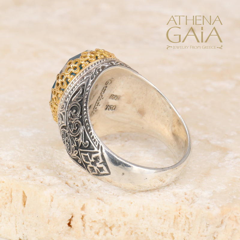 Pop Rocks Dakru Crown Ring - 18k Gold & Sterling Silver Ring - Cocktail Ring