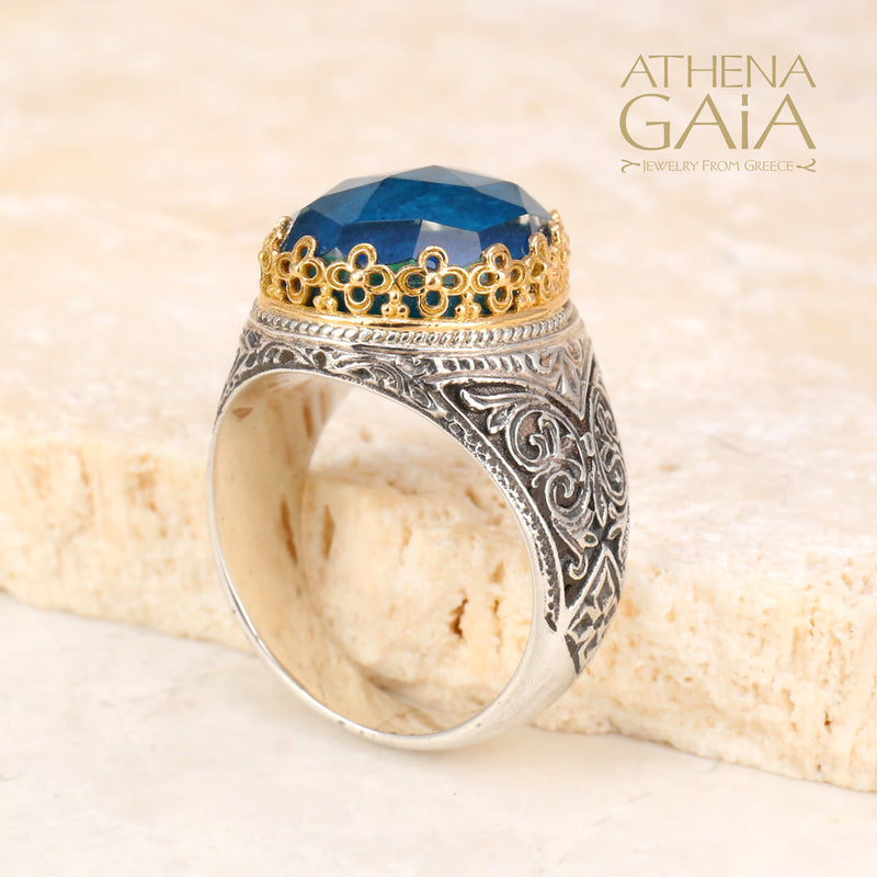 Pop Rocks Dakru Crown Ring - 18k Gold & Sterling Silver Ring - Cocktail Ring