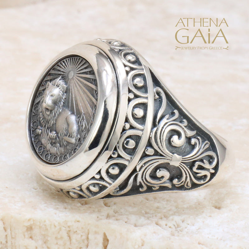 Leo Zodiac Ring - Sterling Silver Ring - Signet Ring (In-Stock)