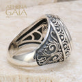 Gemini Zodiac Sign Ring - Sterling Silver - Signet Ring