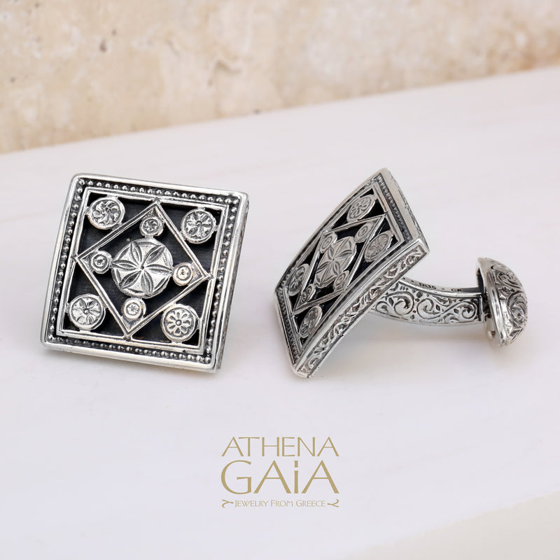 Monastiraki Church Stars Above Silver Cufflinks
