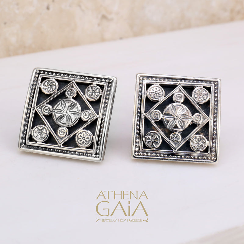 Monastiraki Church Stars Above Silver Cufflinks