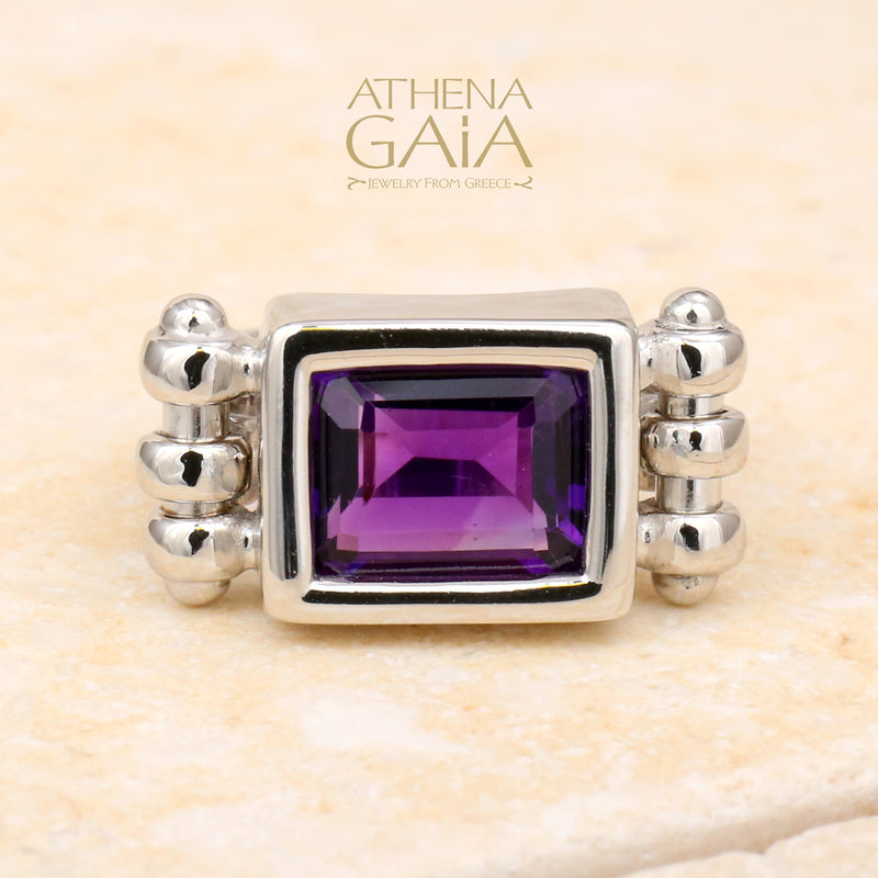 Shadow and Light Amethyst Ring - 18k Gold Ring - Cocktail Ring