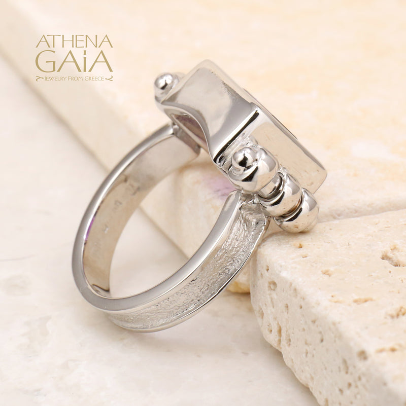 Shadow and Light Amethyst Ring - 18k Gold Ring - Cocktail Ring