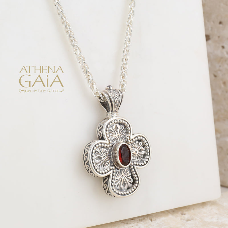 Expanding Greek Cross - Sterling Silver - Orthodox Cross Necklace