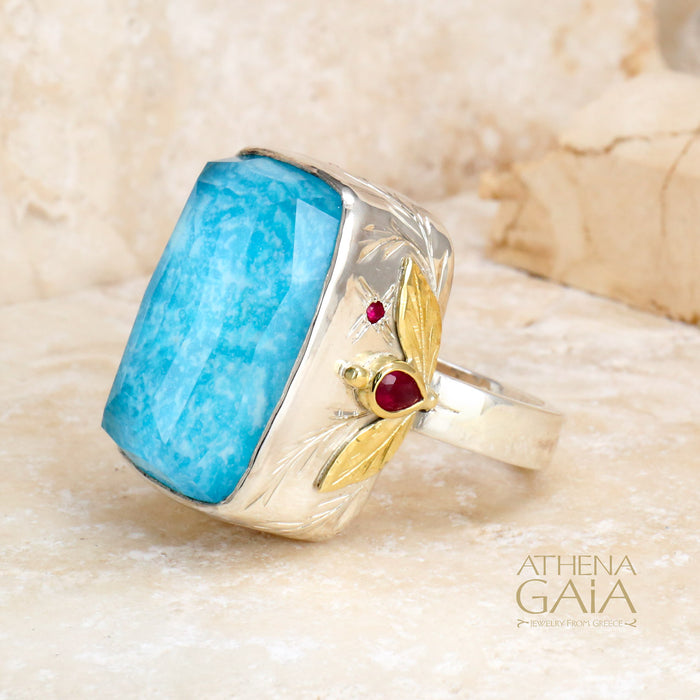 Big and Juicy Turquoise Doublet Ring